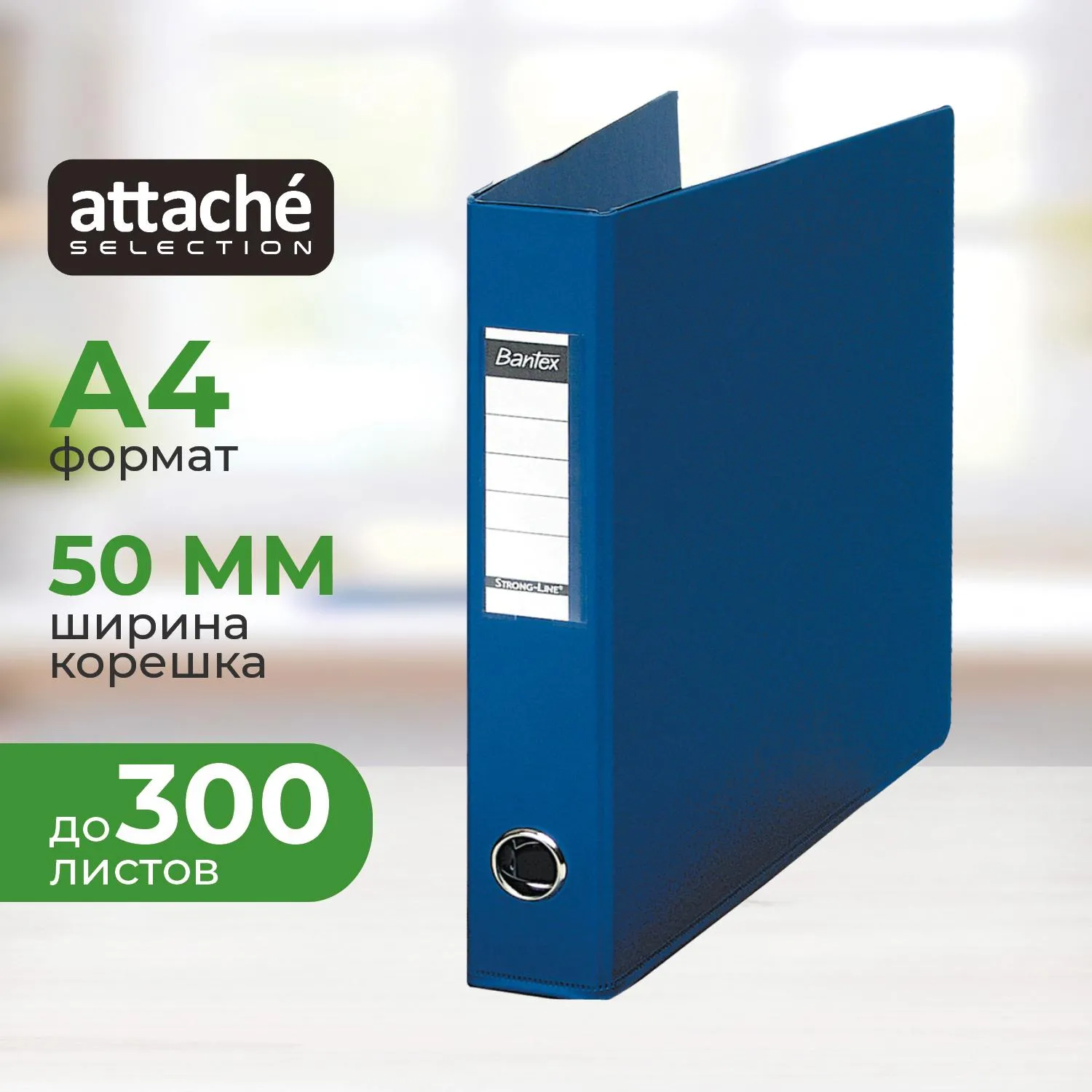 Папка на 4-х кольцах 50мм  синяя Россия, 4841К