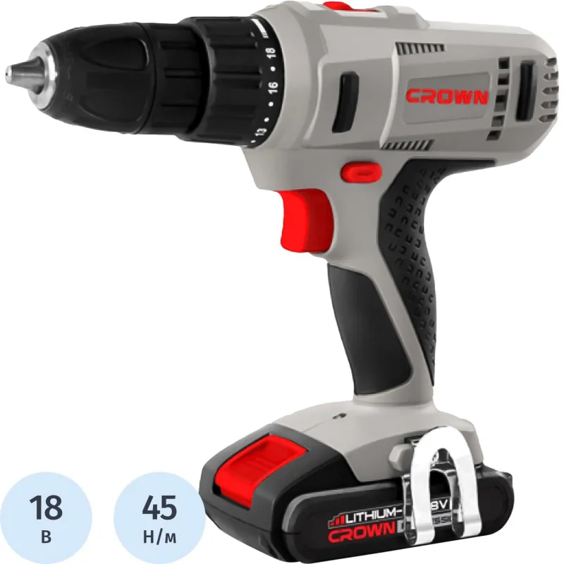 Дрель-шуруповерт аккумуляторная CROWN CT21056L-1.5 BMC