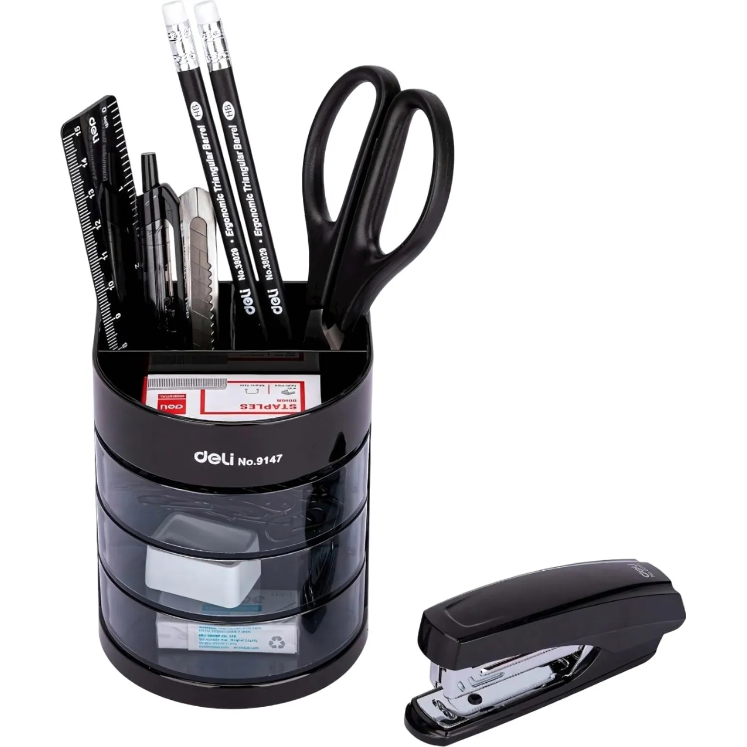 Набор настольный Deli E38253 12 предметов черный