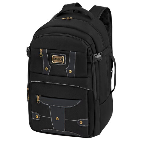 Рюкзак HEIKKI DESERTED (ХЕЙКИ) универсальный, отделение для ноутбука, EVA-спинка, черный, 48х34х18 см, 273876