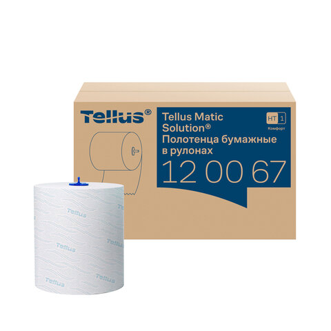 Полотенца бумажные рулонные 150 м, Tellus/TORK Matic (Система H1) ADVANCED, 2-слойные, белые, КОМПЛЕКТ 6 рулонов, 120067