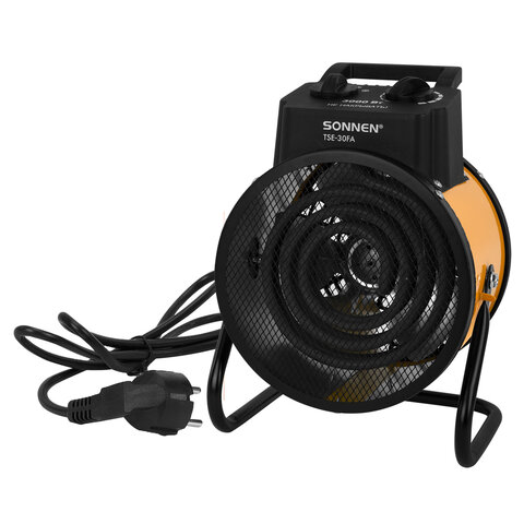 Тепловая пушка электрическая SONNEN TSE-30FA, 3000 Вт, ТЭН/спиральный нагревательный элемент, 2 режима, 456208