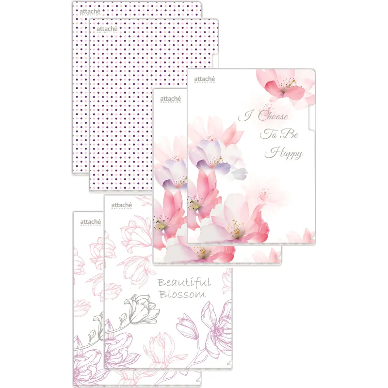 Папка уголок А4, 180мкм,   Flower Dreams  ассорти, 6 шт.уп