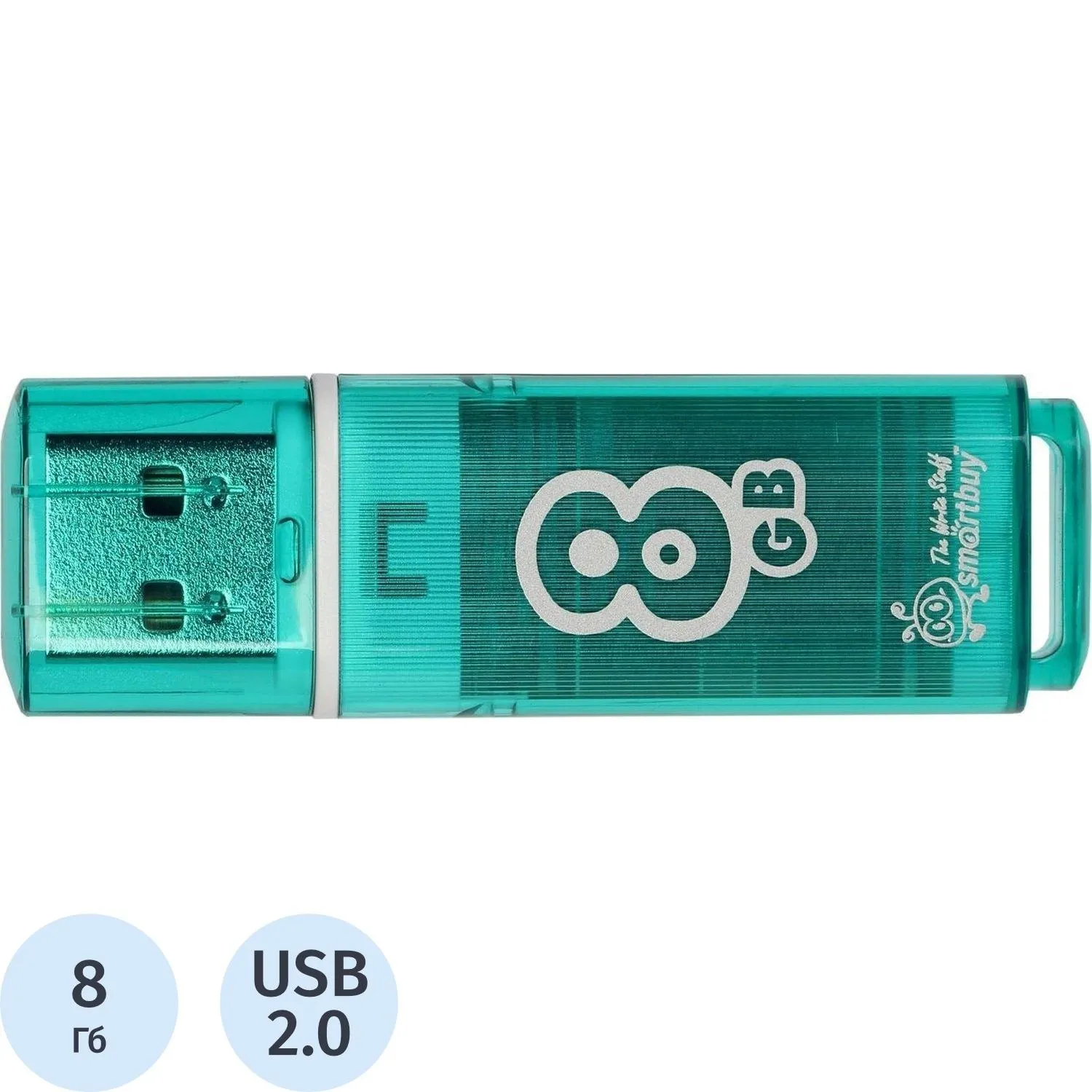 Флеш-память Smartbuy Glossy, 8Gb, USB 2.0, зел, SB8GBGS-G, 445921К