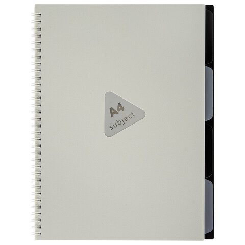 Тетрадь обложка пластик, А4 80 л., гребень, 4 разделителя, клетка, BRAUBERG, бежевый, 405362