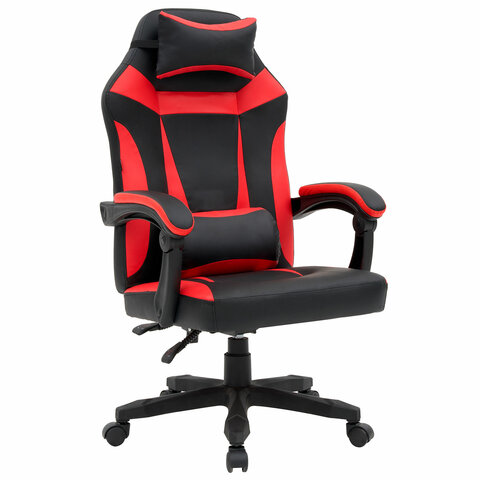 Кресло компьютерное CROMEX (КРОМЕКС) "Start GM-105", две подушки, экокожа, черное/красное, 532957