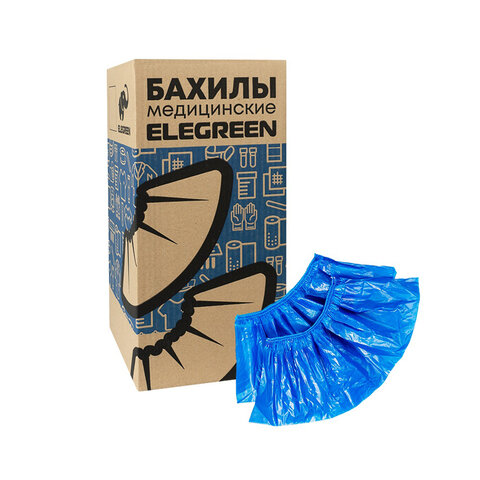 Бахилы двойные КОМПЛЕКТ 500шт (250пар) STRONG, 39х14см, двойная резинка, 96мкм, 10г,, НД2-8/40/2р-С-С