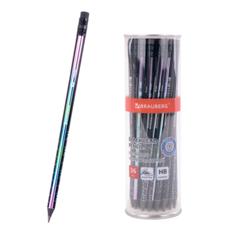 Карандаш чернографитный с принтом BRAUBERG "CATS", 1 шт., HB, с ластиком, 182020