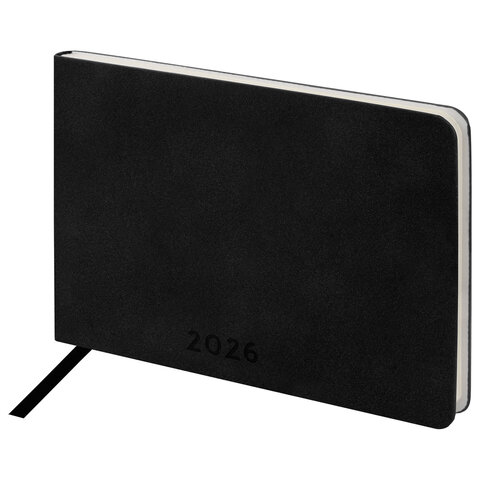 Еженедельник датированный 2026 МАЛЫЙ ФОРМАТ 105х160 мм, А6, BRAUBERG "Unique", черный, 117208
