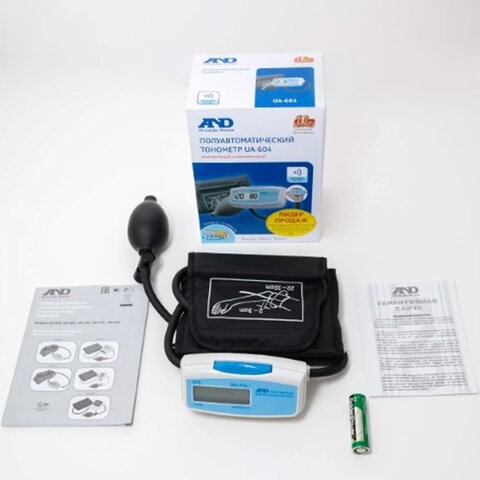 Тонометр AND UA-604, манжета 22-32 см, полуавтоматический, на плечо, питание 1хАА