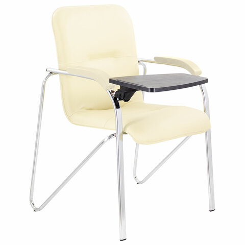 Кресло со столом BRABIX "Samba CF-108 BOX-2", хром каркас, кожзам бежевый, разобрано, 533219