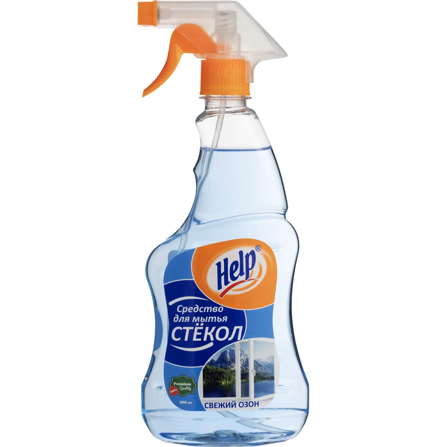 Средство для стекол и зеркал HELP с курком 500мл Свежий озон