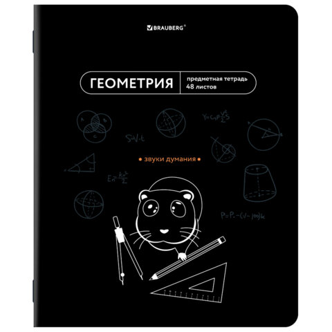 Тетрадь предметная МЕМЫ 48 л., TWIN-лак, ГЕОМЕТРИЯ, клетка, подсказки, BRAUBERG, 405101