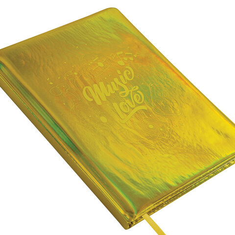 Дневник 1-11 класс 48 л., кожзам (твердая с поролоном), фольга, BRAUBERG HOLIDAY, "Музыка", 106914