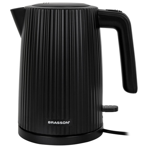 Чайник BRASSON (БРАССОН) KT-561, 1,7 л, 2200 Вт, пластик, подсветка, индикатор уровня воды, черный, 455191