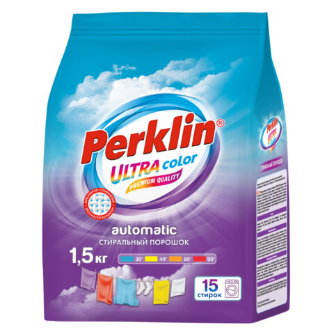 Стиральный порошок автомат 1,5 кг PERKLIN (ПЕРКЛИН) ULTRA "Color", УЛУЧШЕННАЯ ФОРМУЛА, универсальный, 700605