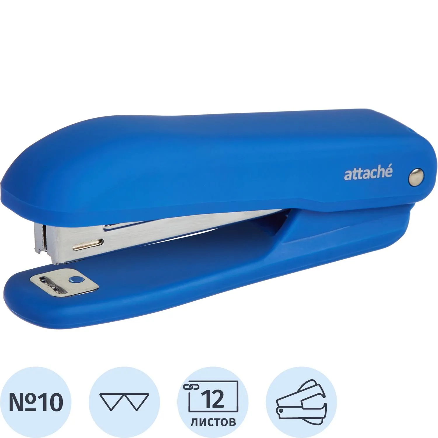 Степлер Attache Comfort до 12 лис., soft touch покрыт, синий,№10 антистеп, 575354К