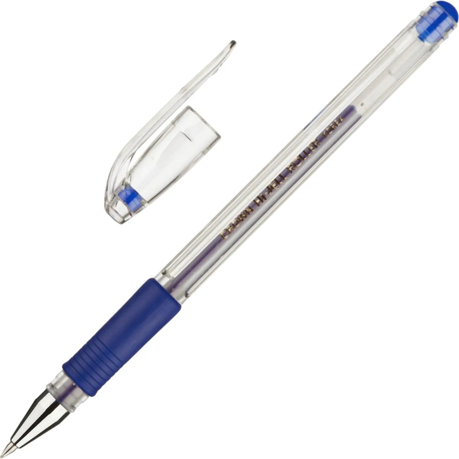 Ручка гелевая неавтомат. CROWN HJR-500R 0,5мм. рез. манж. синий, 218849К