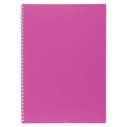 Тетрадь обложка пластик, А4, 80 л., гребень, клетка, HATBER, "LINE NEON" Розовая, 081545, 80Т4В1гр_03033