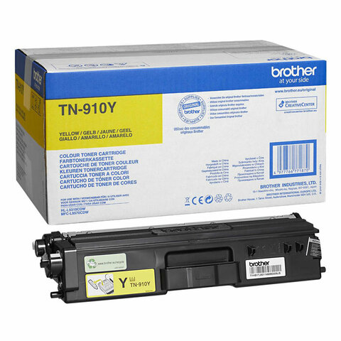 Картридж лазерный BROTHER (TN910Y) HL-L9310CDW/MFC-L9570CDW, желтый, оригинальный, ресурс 9000 страниц
