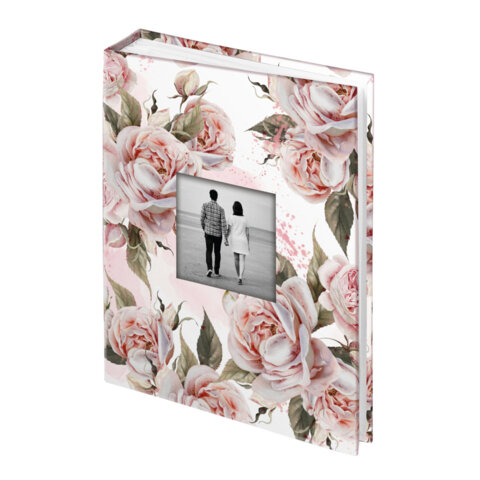 Фотоальбом BRAUBERG на 200 фото 10*15 см, твердая обложка, окно под фото, "Flowery love", 391424