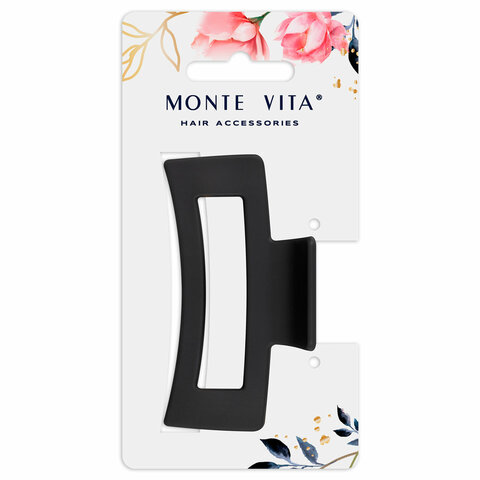 Краб для волос 8,5 см, soft-touch, чёрный, MONTE VITA (МОНТЕ ВИТА), 457002
