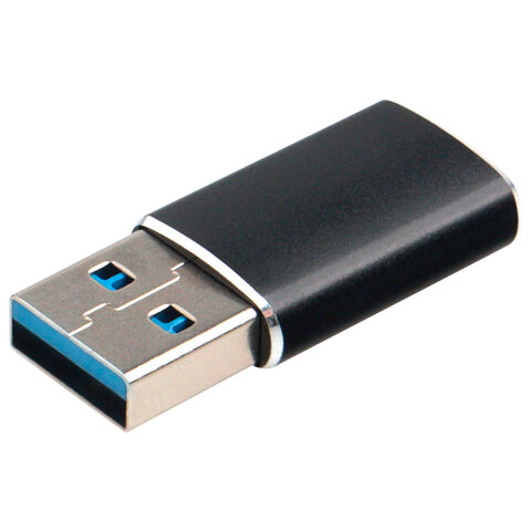 Переходник USB 3.1 AM/Type-C (F), CABLEXPERT 5 Гбит/с, QC3.0, металлический корпус, Pro, черный, A-USB3.1-AMCF