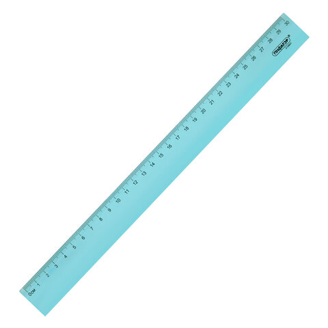 Линейка пластиковая 30 см, ПИФАГОР, прозрачная, тонированная, 210841