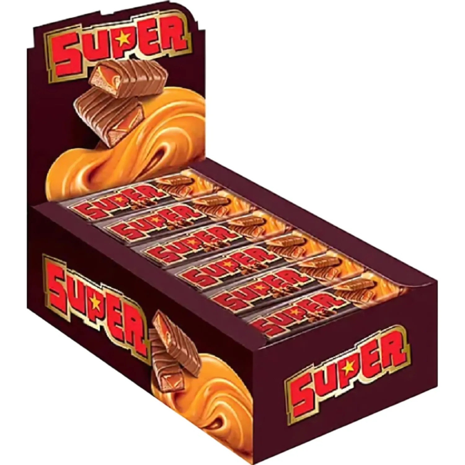 Шоколадный батончик Super с нугой и мягкой карамелью, 40гХ18шт/уп