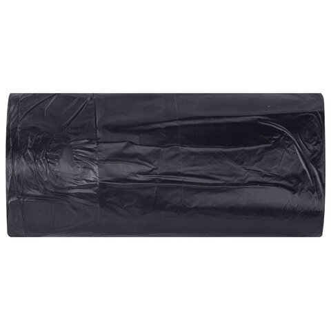 Мешки для мусора 30л черные в рулоне 50 штук сверхпрочные, ПВД 30 мкм, 50x58см, LAIMA, 702650