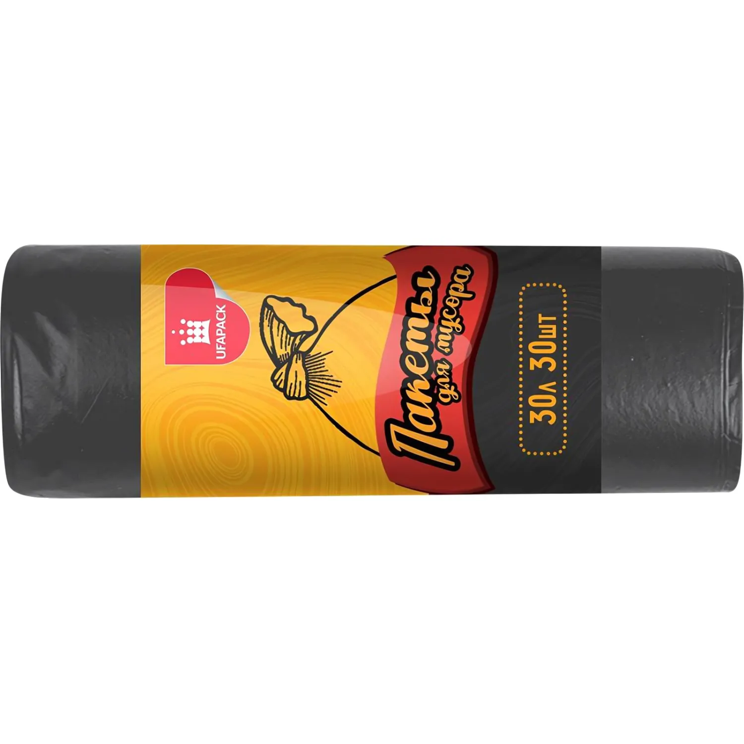 Мешки для мусора ПНД 30л. 10 мкм. 30шт/рул черные 48х58см Уфа Пак