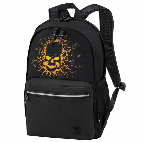 Рюкзак BRAUBERG FASHION CITY универсальный, 2 отделения, "Skull", черный, 46х31х15 см, 272572