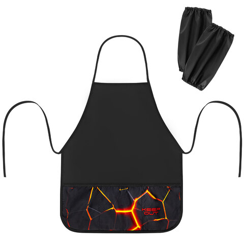 Фартук с нарукавниками для уроков труда BRAUBERG, 3 кармана, 46x54 см, "Keep out", 273758