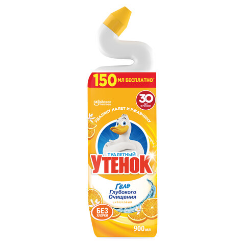 Средство для уборки туалета 900 мл, ТУАЛЕТНЫЙ УТЕНОК "Цитрусовый", 696895