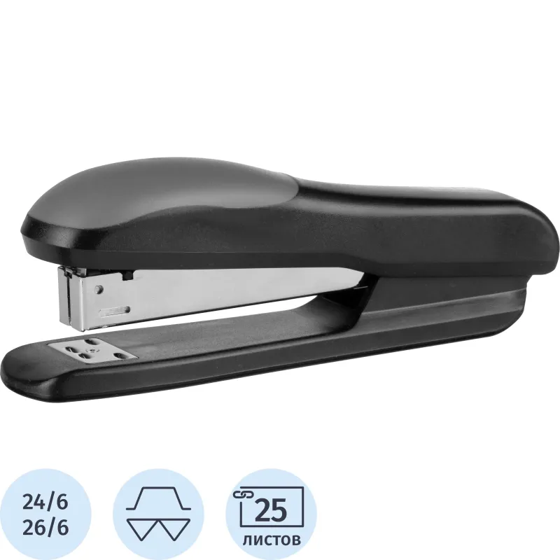 Степлер Attache Photon (№24/6-26/6) до 25 листов, пластик, черный, 1866637К