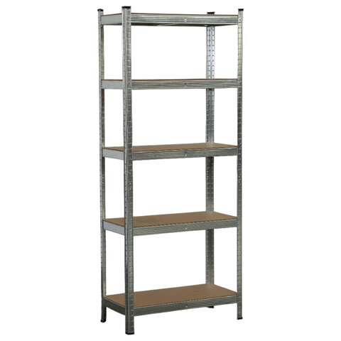 Стеллаж металлический BOOMHOUSE (БУМХАУС) безболтовой, в1800*ш750*г350мм, 5 полок МДФ, серебристый, 291411
