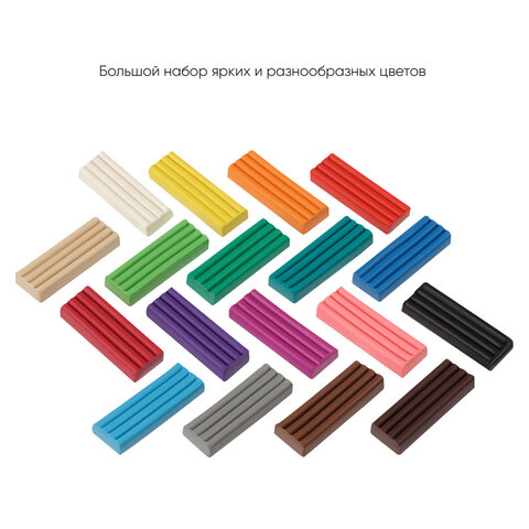 Пластилин классический ГАММА "Классический", 18 цветов, 360 г, со стеком, картонная упаковка, 281035