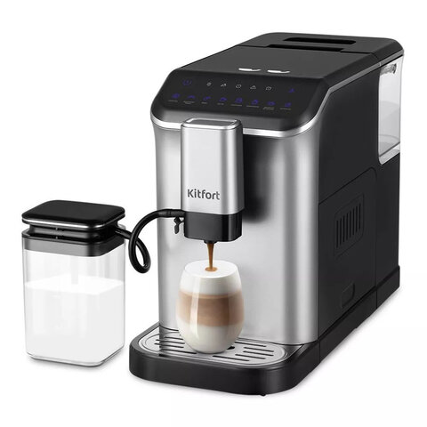 Кофемашина KITFORT КТ-7166, 1350 Вт, объем 1,5 л, для зерен 200 г, автокапучинатор, с