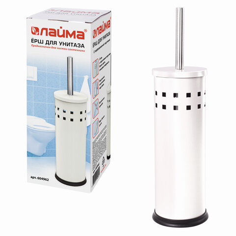 Ершик для унитаза с подставкой, металл, белый, глянцевый, LAIMA, 604962