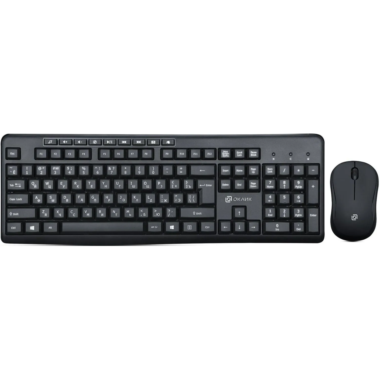 Набор клавиатура+мышь Oklick 225M клав:черный мышь:черный USB беспр