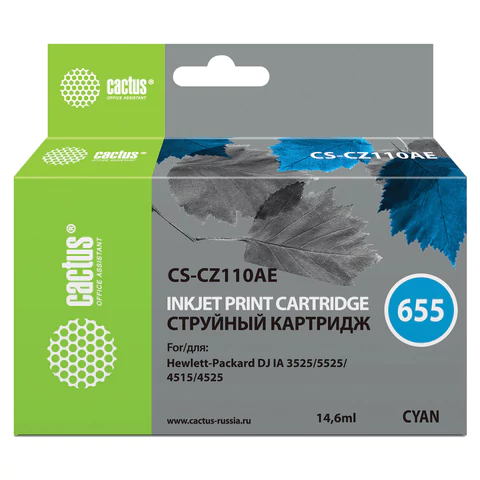 Картридж струйный CACTUS (CS-CZ110AE) для HP Deskjet I3525/5525/4515/4525, голубой