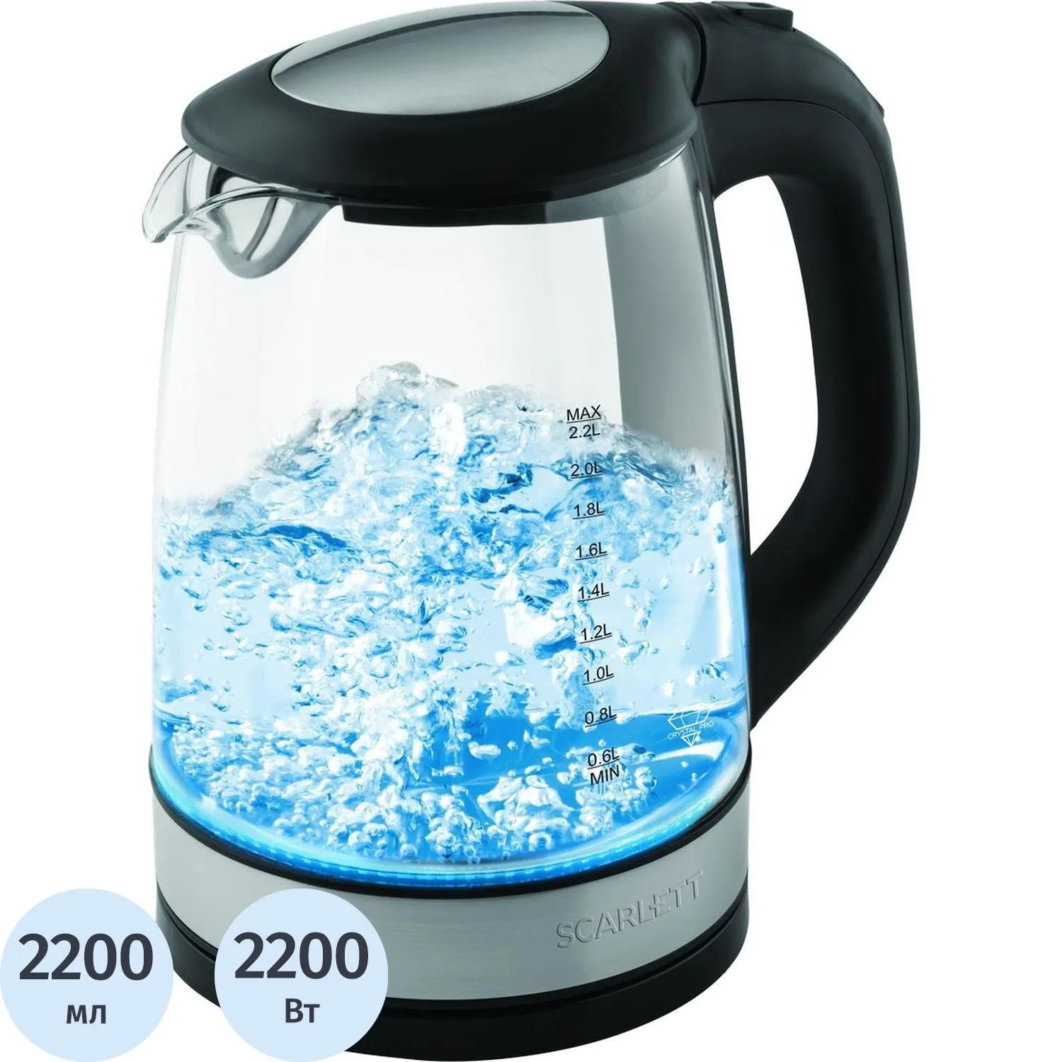 Чайник Scarlett SC - EK27G19, 2200 Вт 2,2л, стеклянный корпус, 864445К