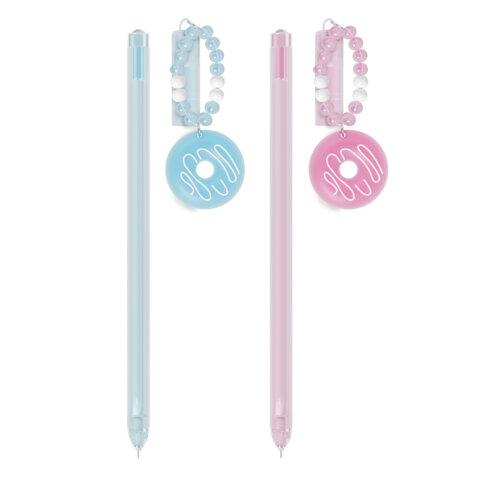 Ручка с подвеской шариковая FUNSTER "DONUT", СИНЯЯ, ассорти, пишущий узел 0,7 мм, линия письма 0,35 мм, 144373