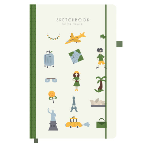 Скетчбук, слоновая кость 140 г/м2, 130х210 мм, 80 л., софт-тач, резинка, BRAUBERG ART CLASSIC, "For the traveler", 117775