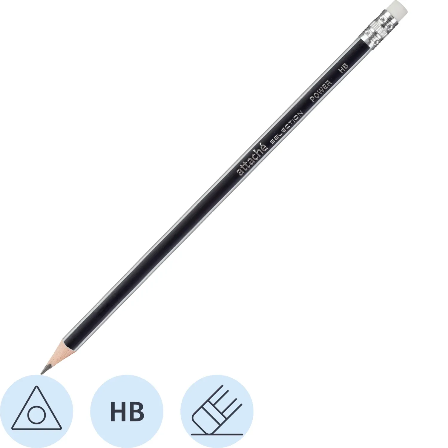 Карандаш чернографитный Power заточ. HB, с ласт, 391140К