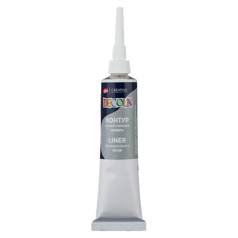 Контур акриловый по стеклу и керамике "Декола", туба 18 мл, серебряный, Невская Палитра, 5303966