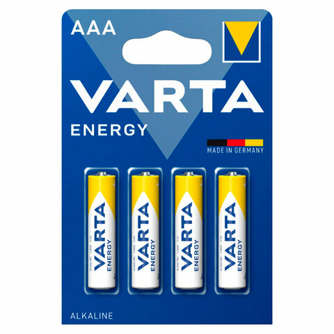 Батарейки алкалиновые "мизинчиковые" КОМПЛЕКТ 4 шт., VARTA ENERGY, ААА (LR03,15А), блистер, 4103229414