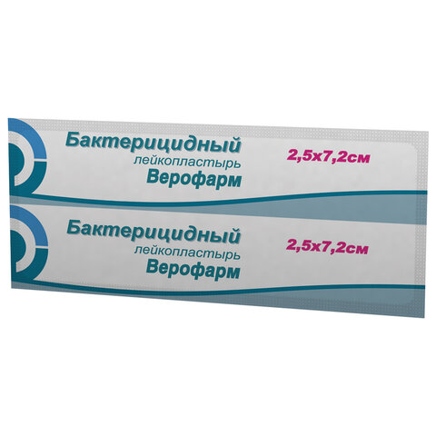 Лейкопластырь бактерицидный ВЕРОФАРМ, полоска 2,5х7,2 см, тканевая основа, 20024104