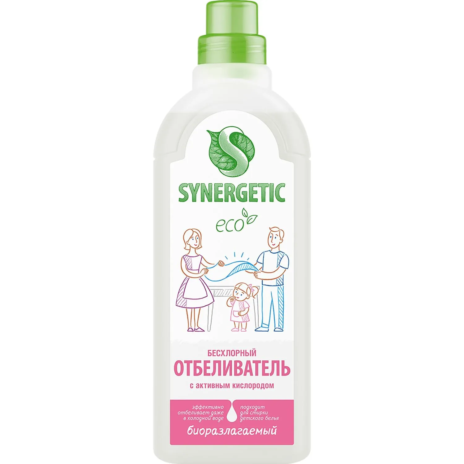 Отбеливатель SYNERGETIC для белья с активным кислородом без хлора 1л