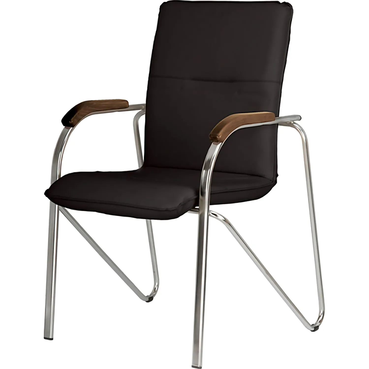 Конференц-кресло 1L5_UA_EChair SAMBA Chrome к/з черный/орех (V-4 1.031)